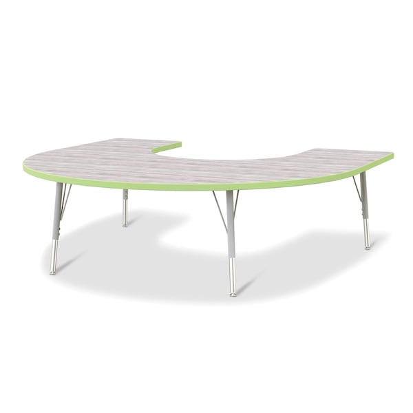 Berries Horseshoe Activity Table, 60 in. x 66 in., E-height, Driftwood Gray/Key Lime/Gray